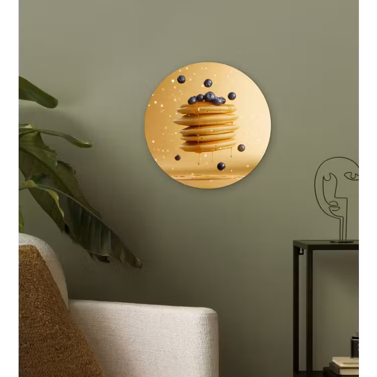 Pannenkoeken - Eten - Honing - Geel Wandcirkel kunststof plaat 5mm dik klein -sfeer3