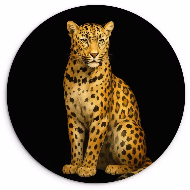Panter - Realistisch - Bruin Wandcirkel kunststof plaat 5mm dik klein -3d