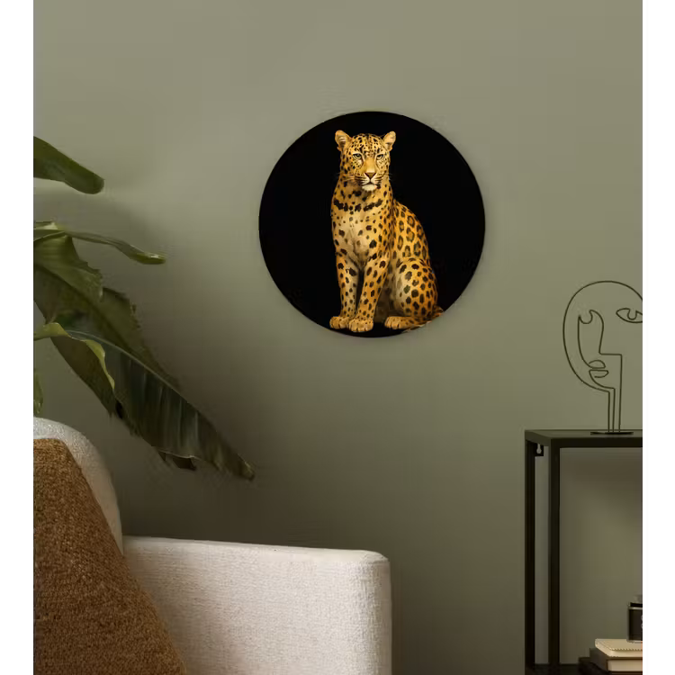 Panter - Realistisch - Bruin Wandcirkel kunststof plaat 5mm dik klein -sfeer3