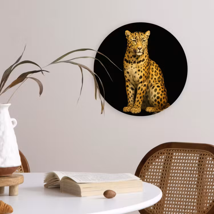 Panter - Realistisch - Bruin Wandcirkel kunststof plaat 5mm dik klein -sfeer4