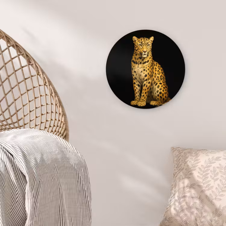 Panter - Realistisch - Bruin Wandcirkel kunststof plaat 5mm dik klein -sfeer5