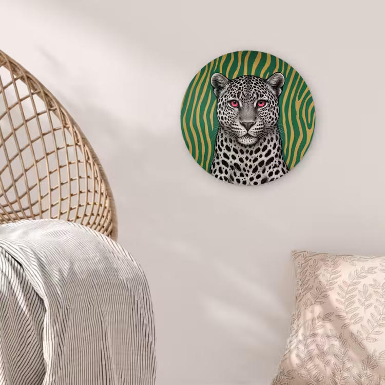 Panter - Zebrapatroon - Groen Wandcirkel kunststof plaat 5mm dik klein -sfeer5