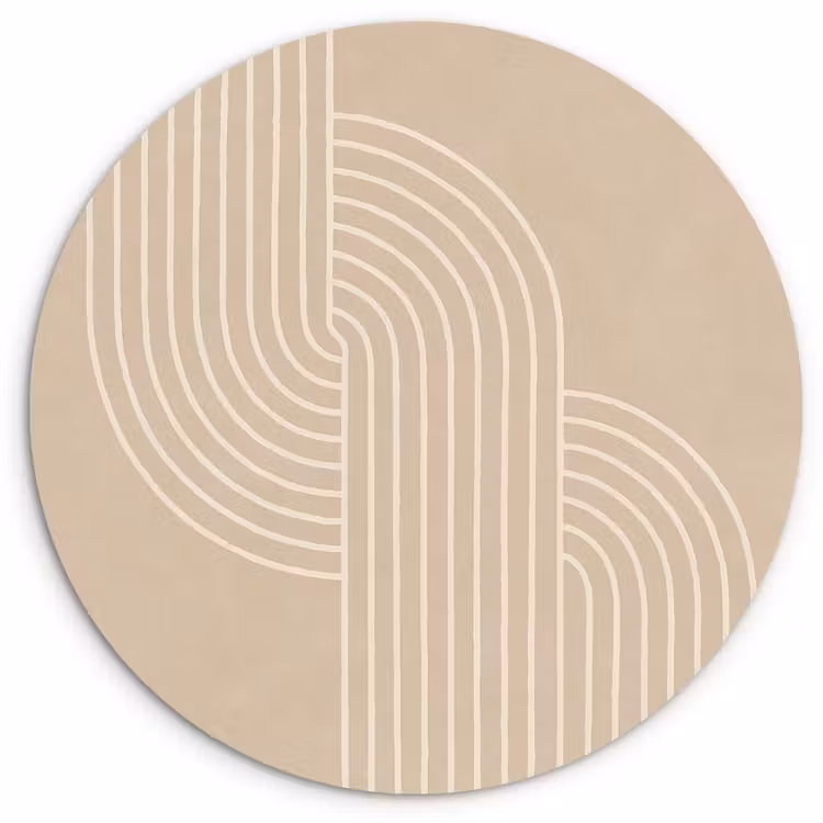 Parallelle lijnen - Lichte textuur - Beige Wandcirkel kunststof plaat 5mm dik klein -3d