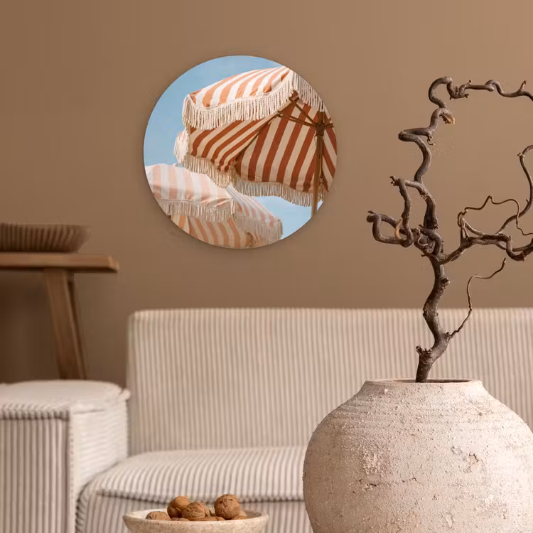 Parasol - Lucht - Rood Wandcirkel kunststof plaat 5mm dik klein -sfeer1