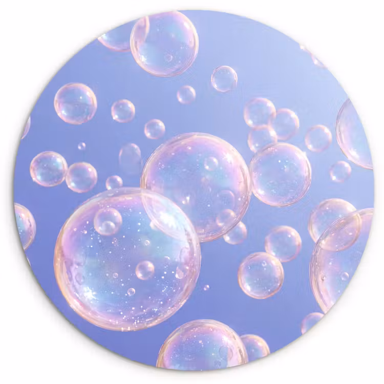Pastel - Bubbels - Dromerig Wandcirkel kunststof plaat 5mm dik klein -3d
