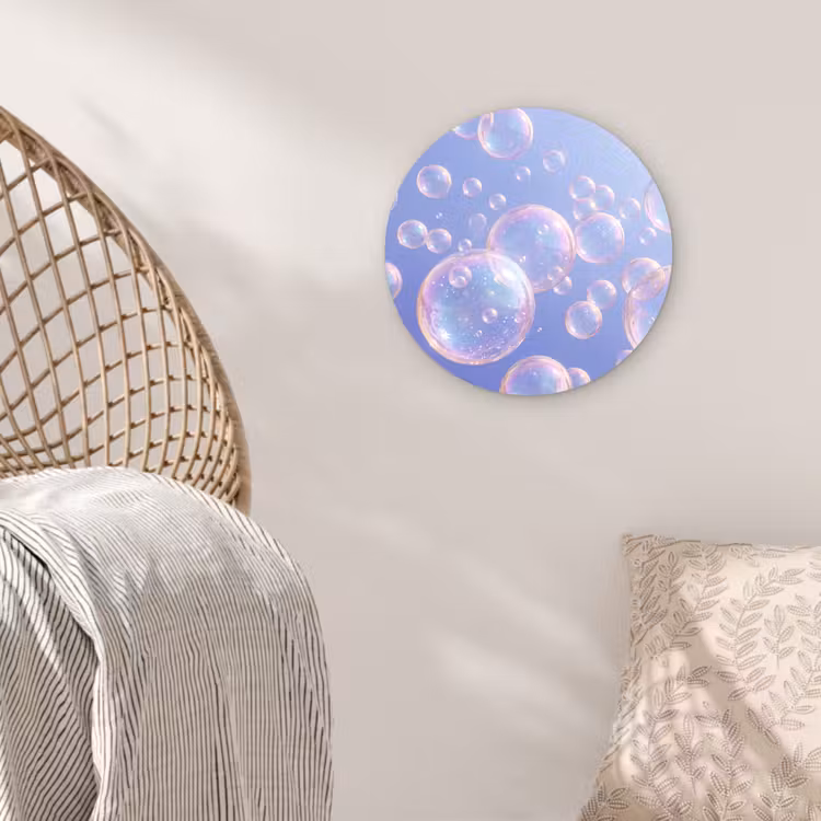 Pastel - Bubbels - Dromerig Wandcirkel kunststof plaat 5mm dik klein -sfeer5