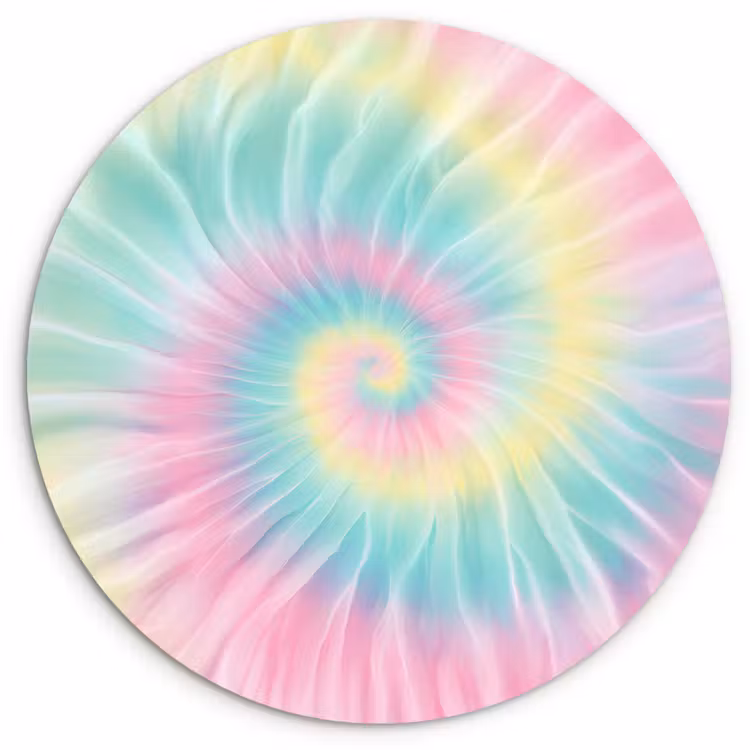 Pasteltinten - Tie dye - Roze Wandcirkel kunststof plaat 5mm dik klein -3d