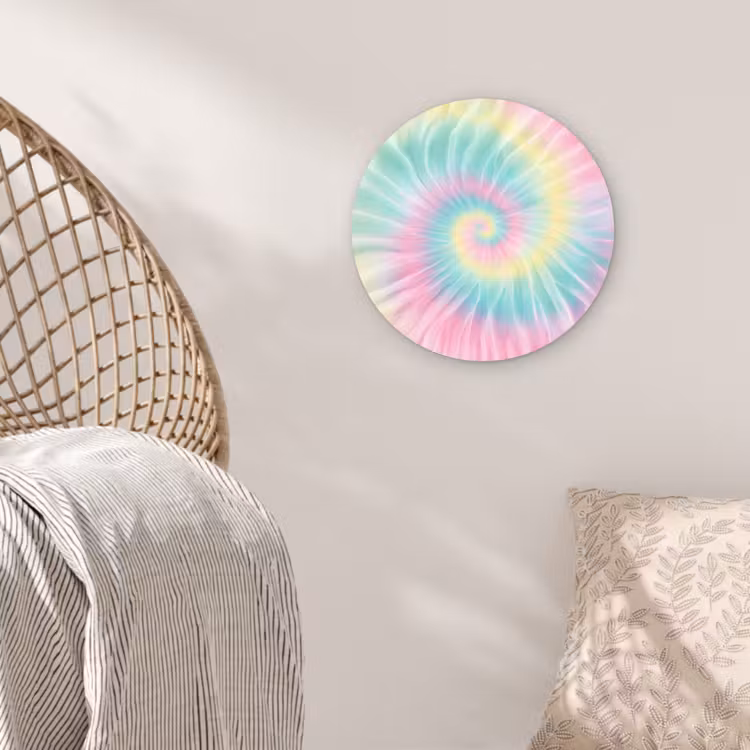 Pasteltinten - Tie dye - Roze Wandcirkel kunststof plaat 5mm dik klein -sfeer5