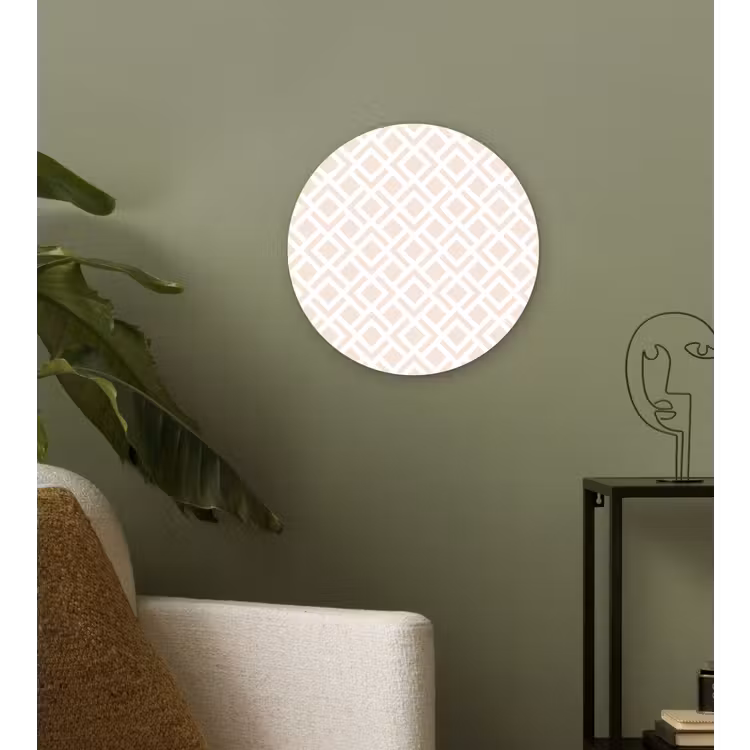 Patronen - Abstract - Beige - Geometrie Wandcirkel kunststof plaat 5mm dik klein 188 -sfeer3