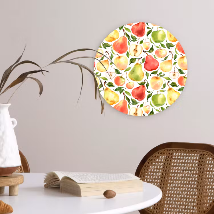 Patroon - Appels - Peren Wandcirkel kunststof plaat 5mm dik klein 188 -sfeer4