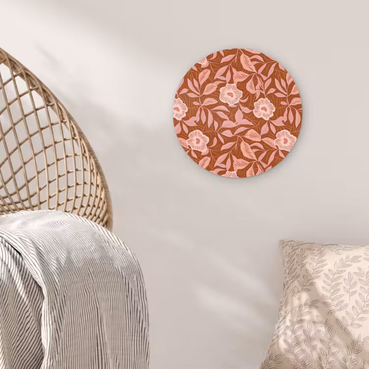 Patroon - Bladeren - Terracotta Wandcirkel kunststof plaat 5mm dik klein 188 -sfeer5