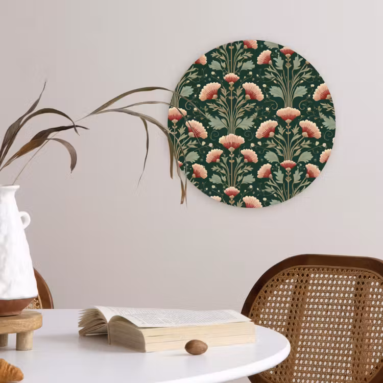 Patroon - Botanisch - Kleurrijk Wandcirkel kunststof plaat 5mm dik klein 188 -sfeer4