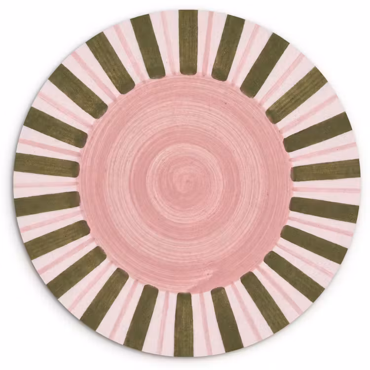 Patroon - Cirkel - Stralen - Abstract - Roze Wandcirkel kunststof plaat 5mm dik klein -3d