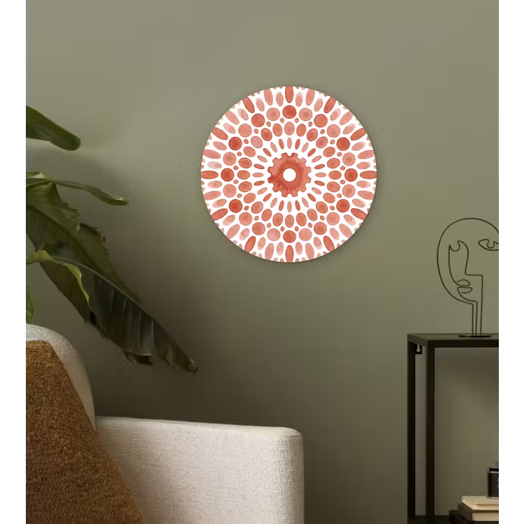 Patroon - Cirkels - Abstract - Modern - Rood Wandcirkel kunststof plaat 5mm dik klein -sfeer3