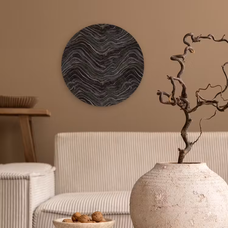 Patroon - Contrast - Antraciet Wandcirkel kunststof plaat 5mm dik klein 188 -sfeer1
