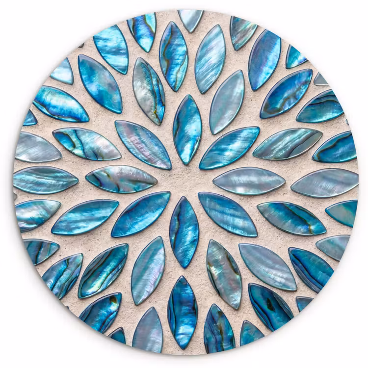 Patroon - Glans - Abstract - Blauw - Decoratie Wandcirkel kunststof plaat 5mm dik klein -3d