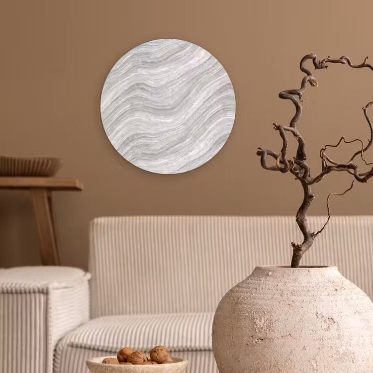 Patroon - Helder - Wit - Grijs Wandcirkel kunststof plaat 5mm dik klein 188 -sfeer1