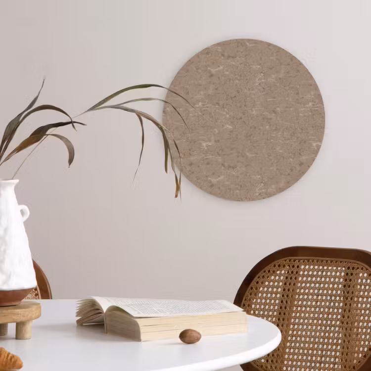 Patroon - Kalksteen - Beige Wandcirkel kunststof plaat 5mm dik klein 188 -sfeer4