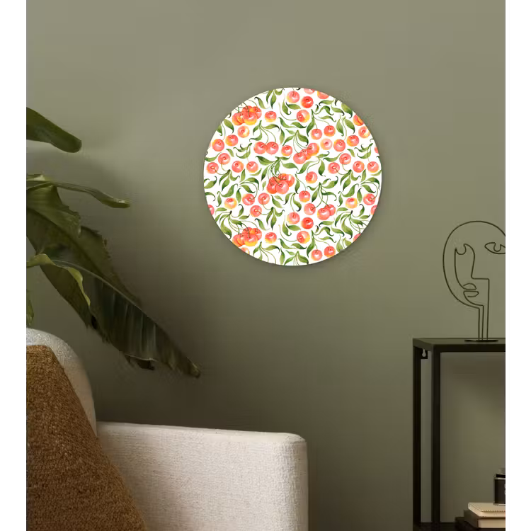 Patroon - Kersen - Wit Wandcirkel kunststof plaat 5mm dik klein 188 -sfeer3