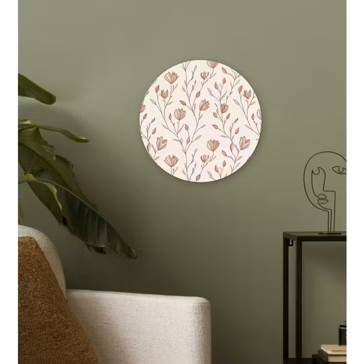 Patroon - Klassiek - Roze Wandcirkel kunststof plaat 5mm dik klein 188 -sfeer3