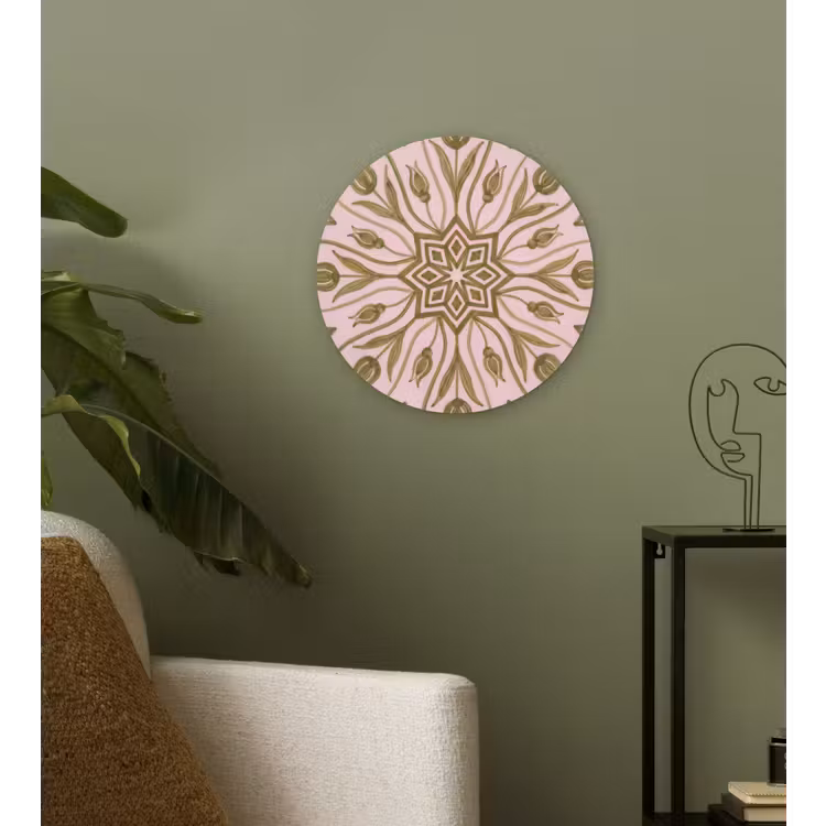 Patroon - Mandala - Decoratie - Abstract - Groen Wandcirkel kunststof plaat 5mm dik klein -sfeer3