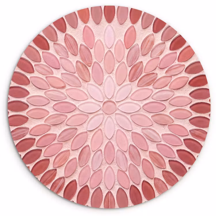Patroon - Mozaïek - Ovaal - Abstract - Roze Wandcirkel kunststof plaat 5mm dik klein -3d