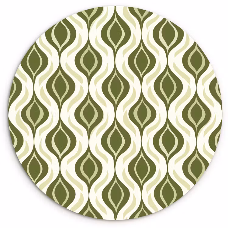 Patroon - Retro - Groen Wandcirkel kunststof plaat 5mm dik klein 188 -3d