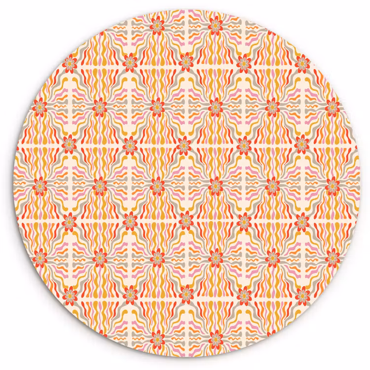 Patroon - Retro - Kleur Wandcirkel kunststof plaat 5mm dik klein 188 -3d