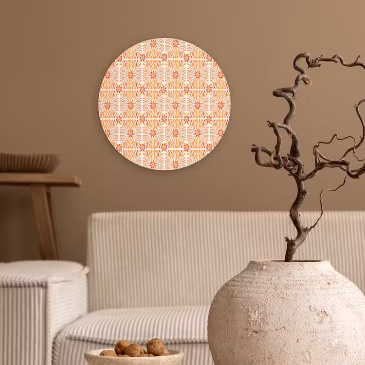 Patroon - Retro - Kleur Wandcirkel kunststof plaat 5mm dik klein 188 -sfeer1