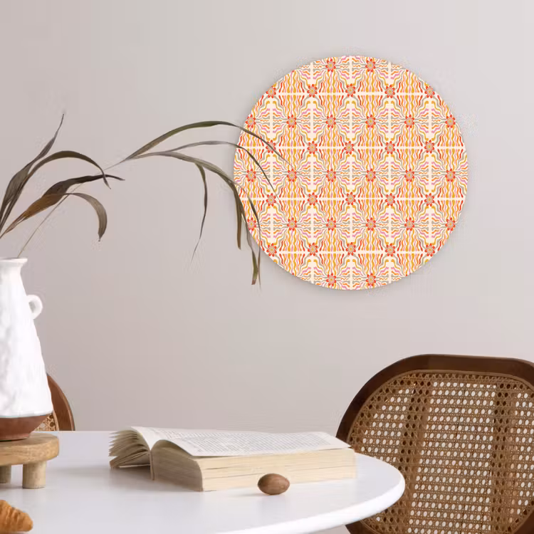 Patroon - Retro - Kleur Wandcirkel kunststof plaat 5mm dik klein 188 -sfeer4