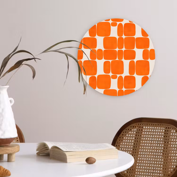 Patroon - Retro - Oranje Wandcirkel kunststof plaat 5mm dik klein 188 -sfeer4
