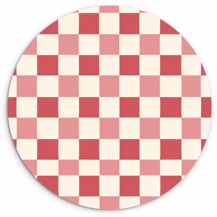 Patroon - Schaak - Roze Wandcirkel kunststof plaat 5mm dik klein 188 -3d