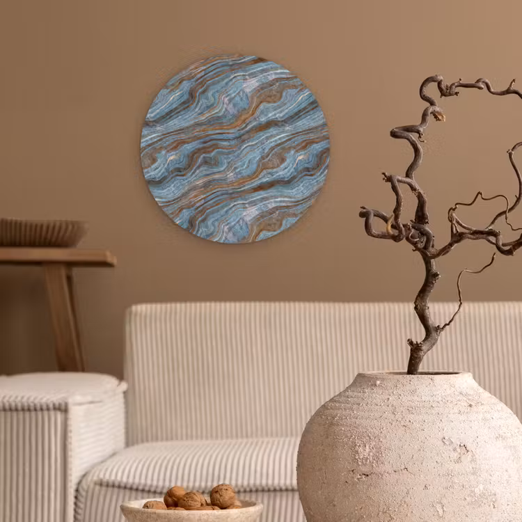 Patroon - Steen - Blauw Wandcirkel kunststof plaat 5mm dik klein 188 -sfeer1
