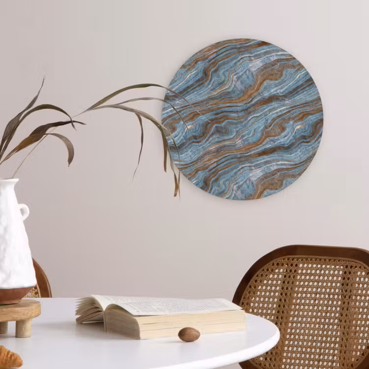 Patroon - Steen - Blauw Wandcirkel kunststof plaat 5mm dik klein 188 -sfeer4