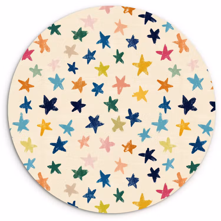 Patroon - Sterren - Kleurrijk Wandcirkel kunststof plaat 5mm dik klein 188 -3d