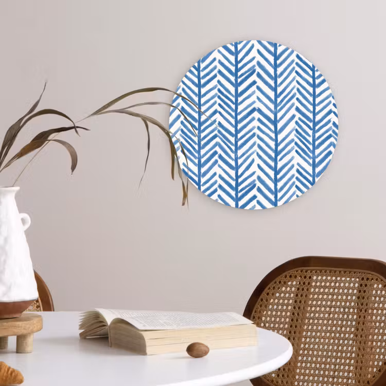 Patroon - Streep - Blauw Wandcirkel kunststof plaat 5mm dik klein 188 -sfeer4