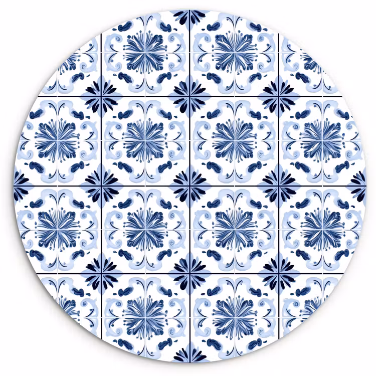 Patroon - Tegel - Blauw Wandcirkel kunststof plaat 5mm dik klein 188 -3d