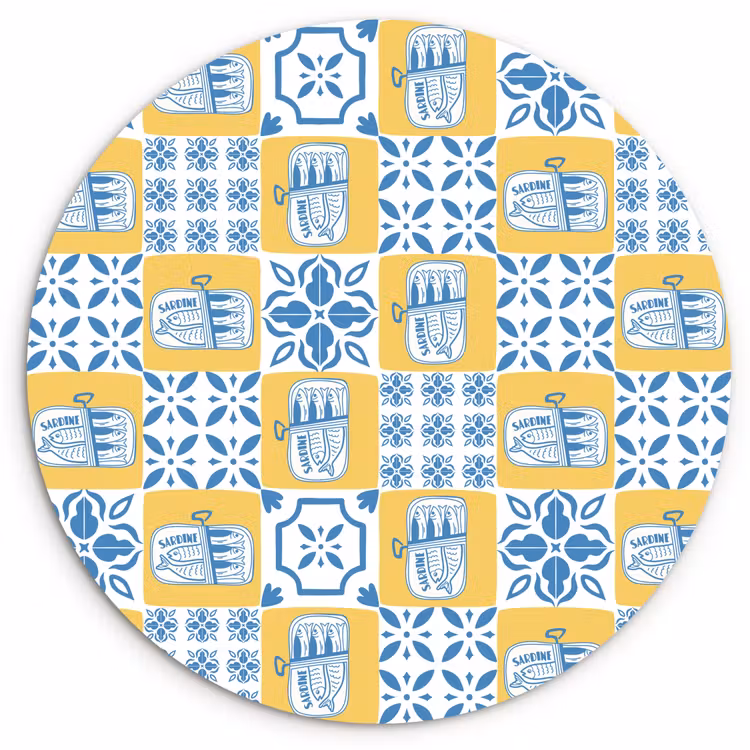 Zee - Geel - Blauw - Wit Wandcirkel kunststof plaat 5mm dik klein 188 -3d