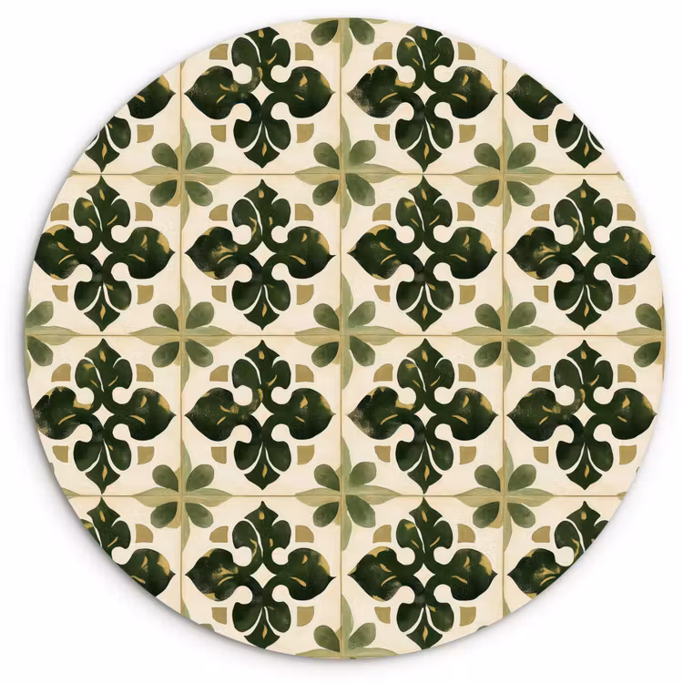 Patroon - Tegel - Groen Wandcirkel kunststof plaat 5mm dik klein 188 -3d