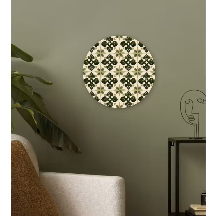 Patroon - Tegel - Groen Wandcirkel kunststof plaat 5mm dik klein 188 -sfeer3