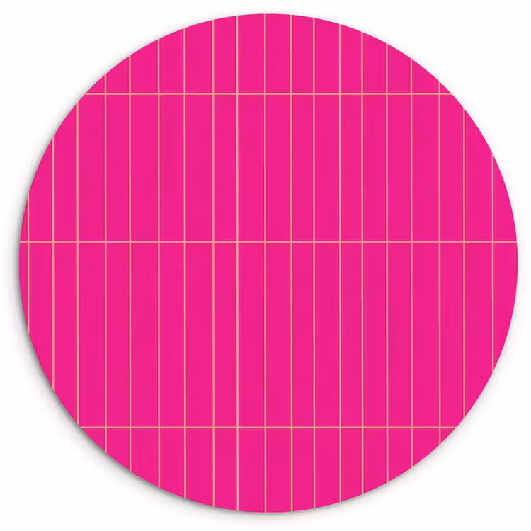 Patroon - Tegel - Magenta - Roze Wandcirkel kunststof plaat 5mm dik klein 188 -3d