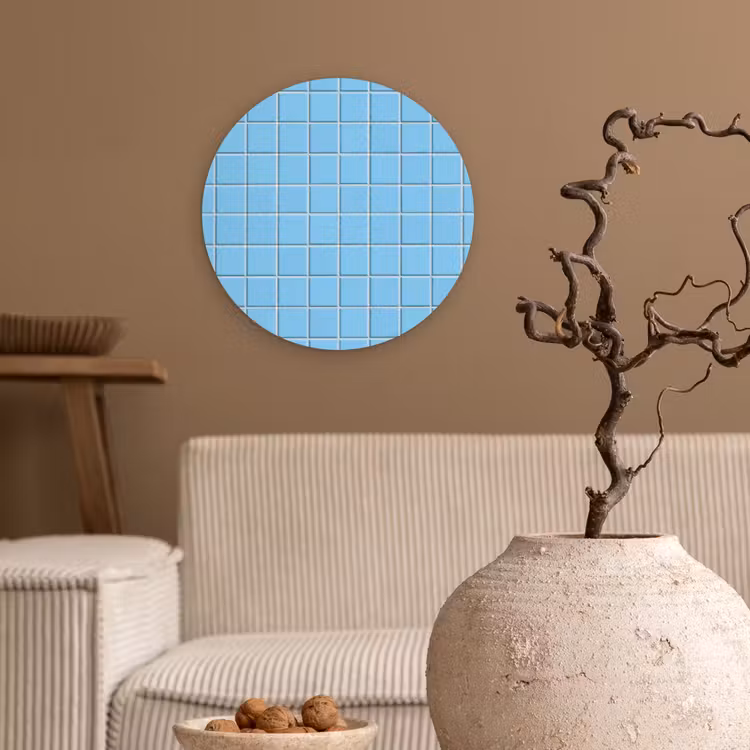 Patroon - Tegel - Pastel - Blauw Wandcirkel kunststof plaat 5mm dik klein 188 -sfeer1