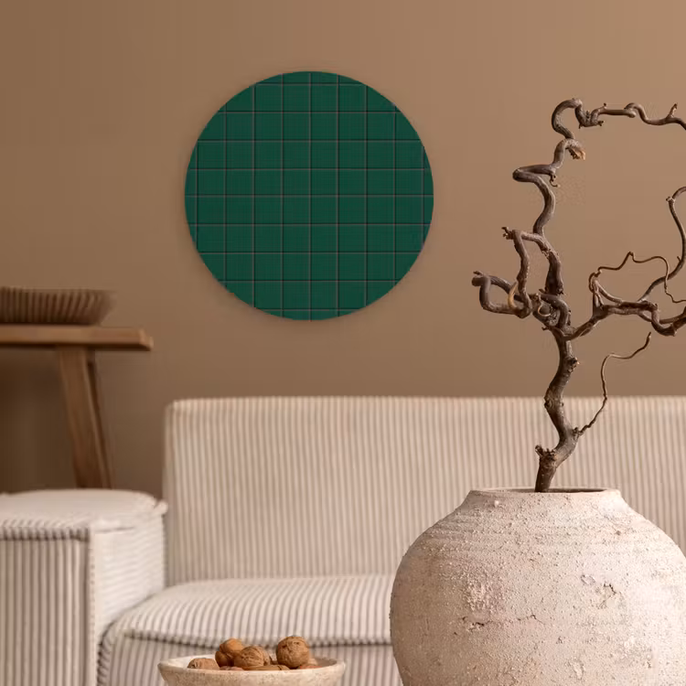 Patroon - Tegels - Dennen - Groen Wandcirkel kunststof plaat 5mm dik klein 188 -sfeer1