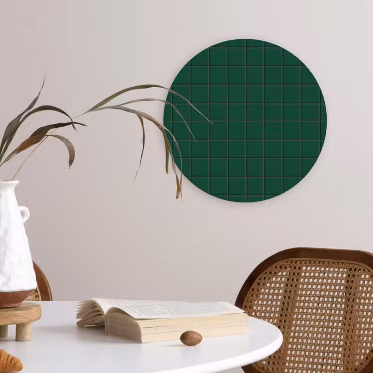 Patroon - Tegels - Dennen - Groen Wandcirkel kunststof plaat 5mm dik klein 188 -sfeer4