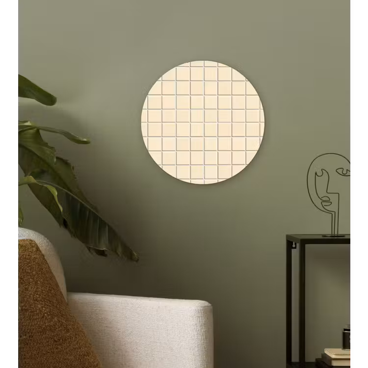 Patroon - Tegels - Gebroken - Wit Wandcirkel kunststof plaat 5mm dik klein 188 -sfeer3