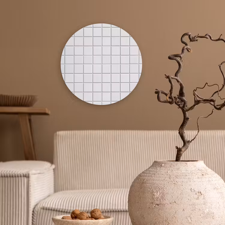 Patroon - Tegels - Grijs - Wit Wandcirkel kunststof plaat 5mm dik klein 188 -sfeer1