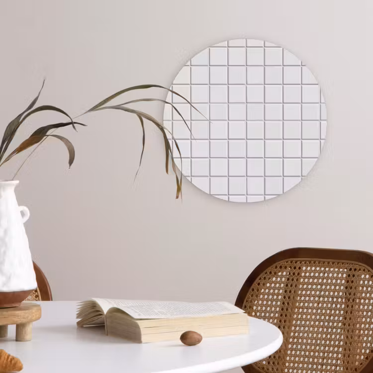 Patroon - Tegels - Grijs - Wit Wandcirkel kunststof plaat 5mm dik klein 188 -sfeer4