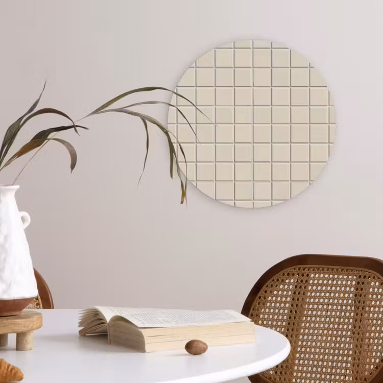 Patroon - Tegels - Taupe Wandcirkel kunststof plaat 5mm dik klein 188 -sfeer4