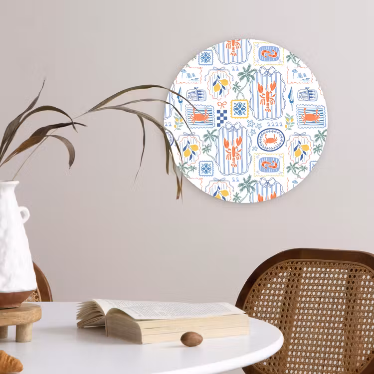 Zee - Sfeer - Krab - Blauw Wandcirkel kunststof plaat 5mm dik klein 188 -sfeer4
