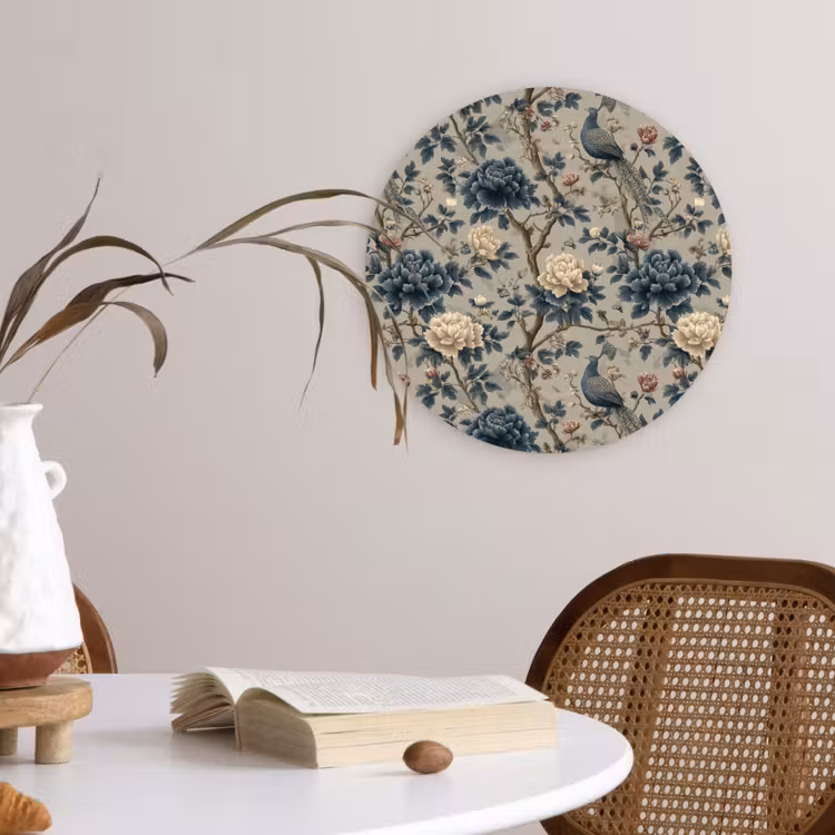 Pauw - Bloemen - Blauw Wandcirkel kunststof plaat 5mm dik klein 188 -sfeer4